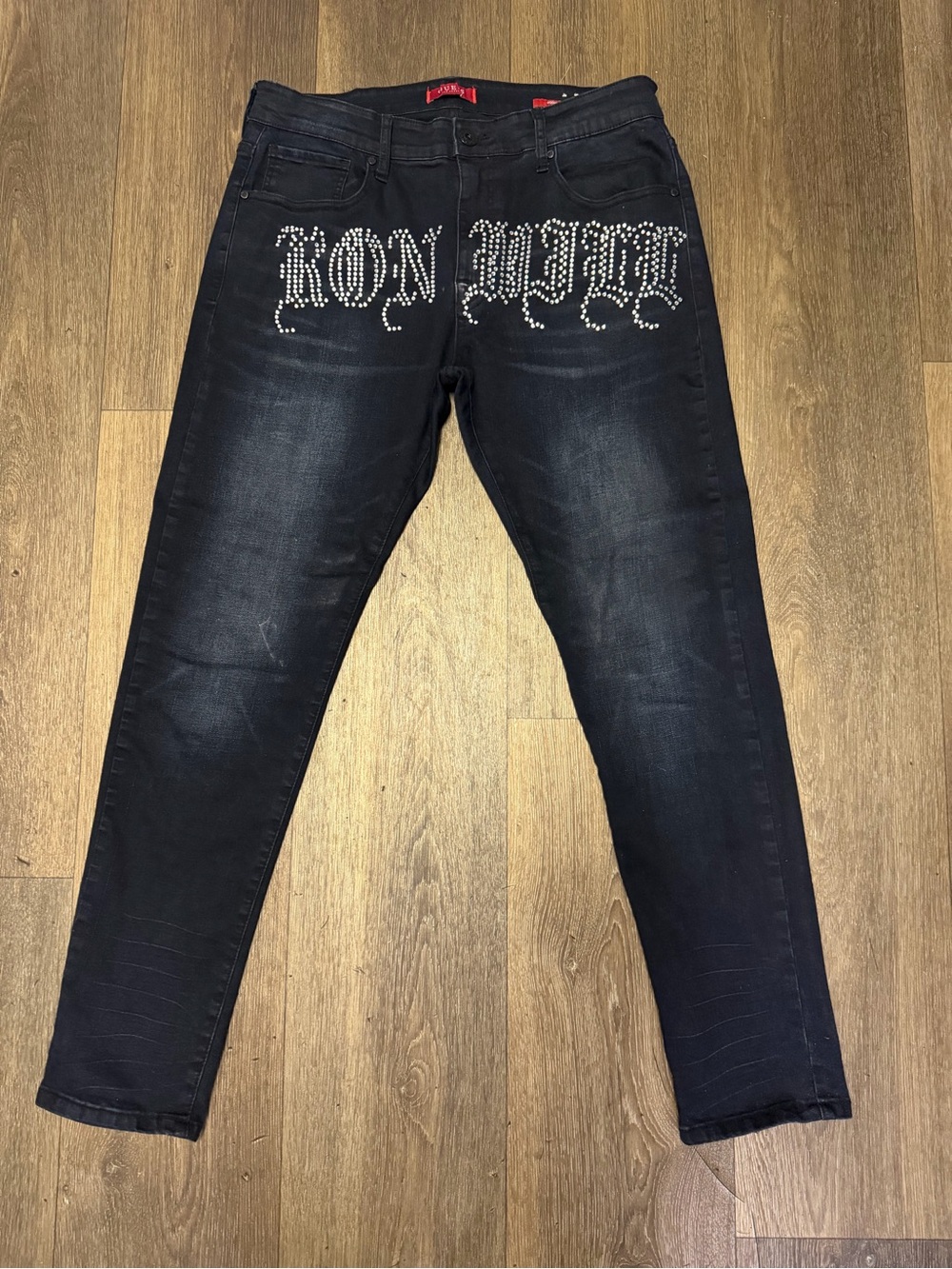Guess Blue Slim Jeans with Studded Script